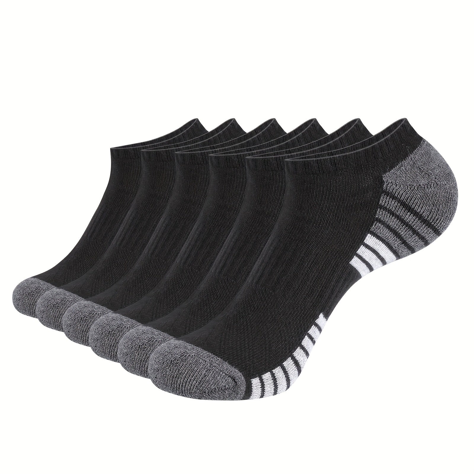 6 pairs of no-show ankle socks with cushioned soles – top view