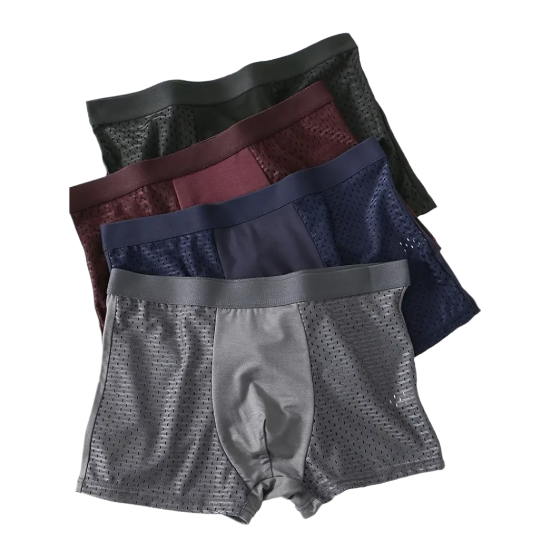 Men’s boxer briefs 4-pack – breathable, black, front view