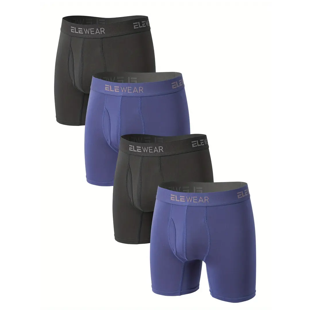 4-pack men’s flat corner underwear in solid colours – front view

