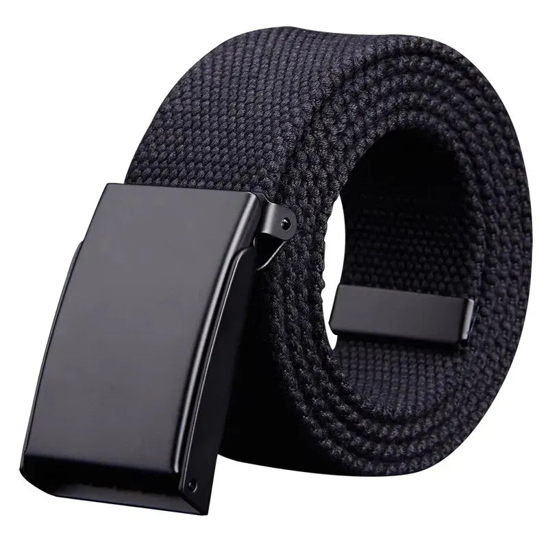 Canvas tactical belt with adjustable fit – black color, unisex

