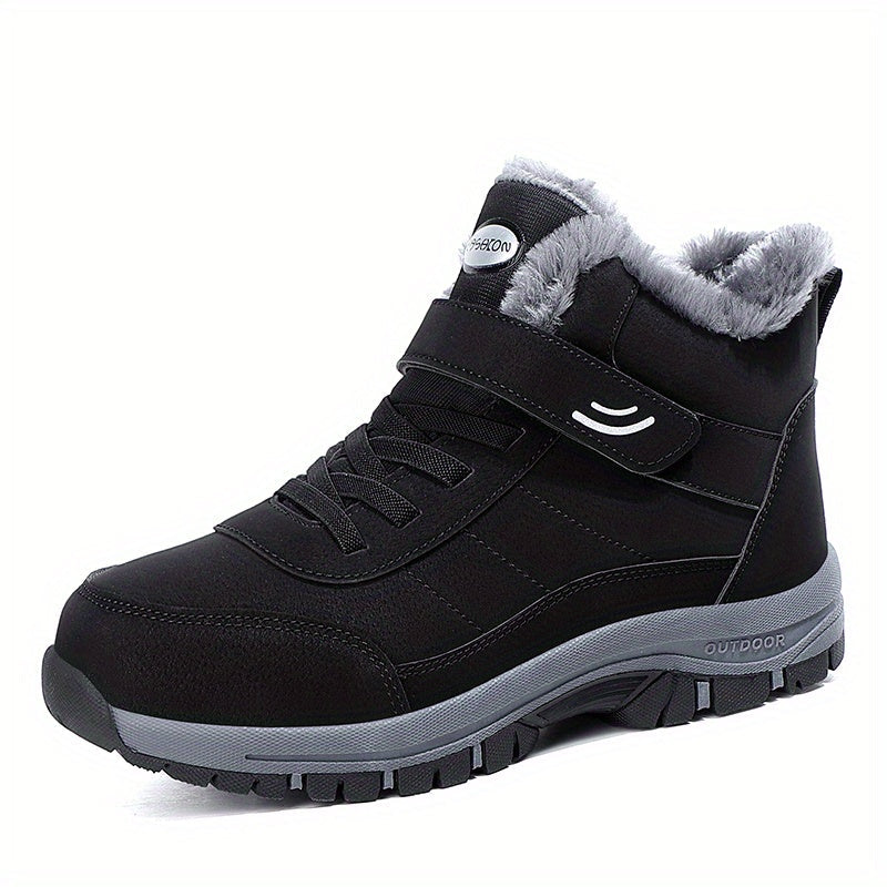 Oxvyn thermal snow boots with furry lining – front and side view

